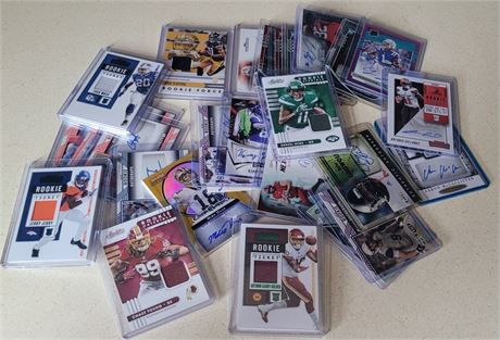 Large Football Card Collection with Jersey Cards and Autograph Cards