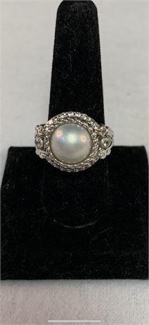 Glamorous Sterling Silver Pearl Judith Ripka Ring