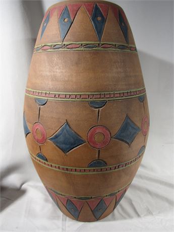 Large Ceramic Western Themed Vase