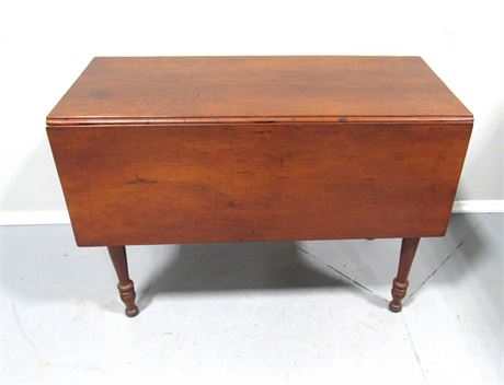 Antique Cherry Drop-leaf Table with 1 Hand Dovetailed Drawer