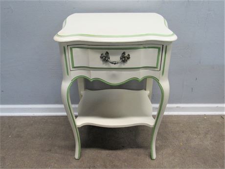 French Provincial Serpentine Front Painted Nightstand with Drawer