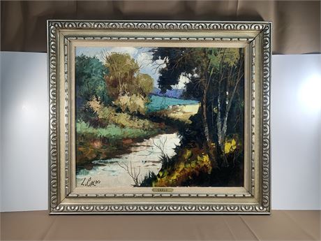 Signed Hand Painted Oil Landscape by Levi Carlo