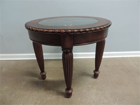 Solid Wood Oval Shaped Side Table