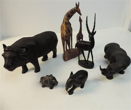 Carved African Animal Sculptures