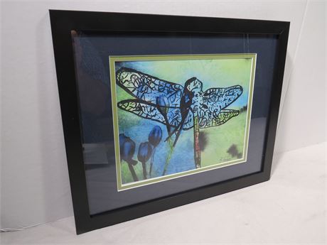 BARBARA HUBERT Abstract Dragonfly Watercolor/Ink Painting