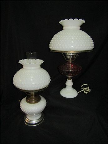 Hopnail Milk Glass Table Lamps