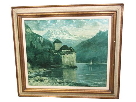 Chillon Castle - Courbet - Framed Faux Oil on Canvas