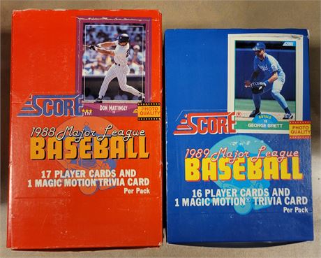 1988 Score Baseball Wax Box & 1989 Score Baseball Wax Box