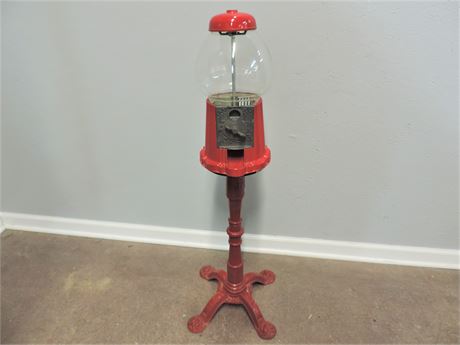 Vintage Cast Iron Glass Gum Ball Machine