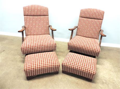 Pair of Upholstered Rockers / Ottomans