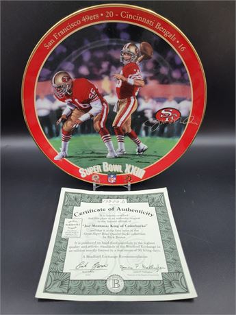 Joe Montana San Francisco 49ers Commemorative Super Bowl XXXIII Plate