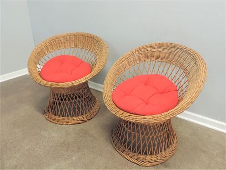 Pair of Vintage Rattan Style Chairs 1970's