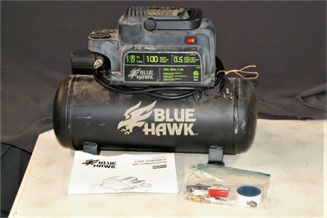 Blue Hawk Portable Air Compressor with book and accessories
