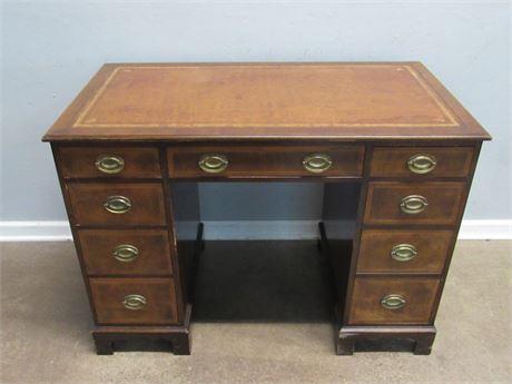 Vintage Kneehole Desk with Tooled Leather Top