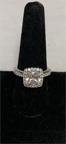 Stunning Sterling Silver Cubic Zirconia Tacori Ring with Accent Diamonds