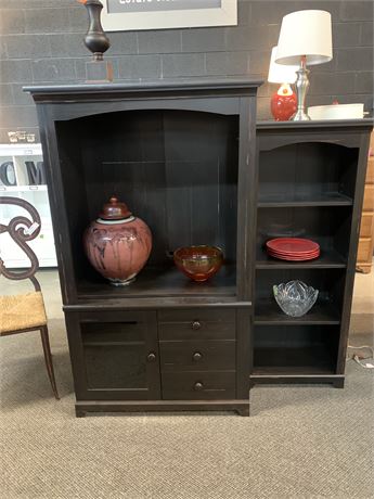 Black Cabinet and Matching Black Bookcase