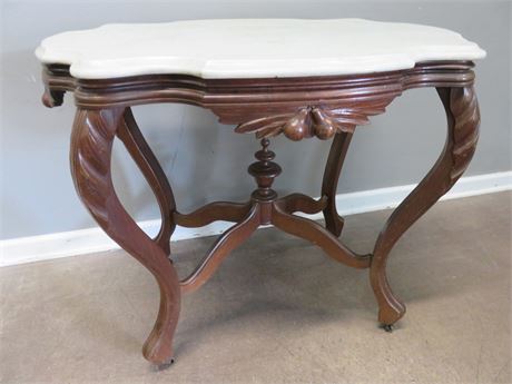 French Provincial Marble Top Accent Table