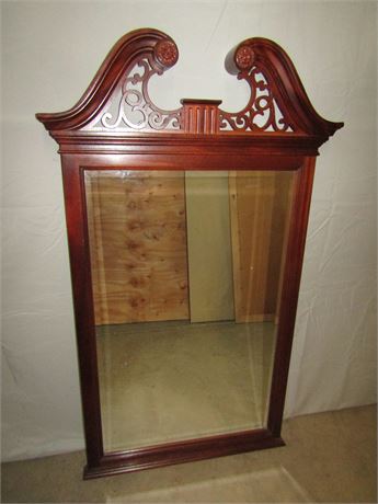 Dark Wood Mirror, Large Ethan Allen Decorative Ornate Frame