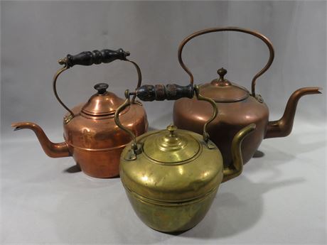 Antique Copper & Brass Tea Kettles