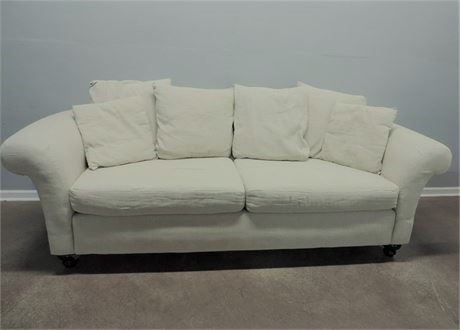 Linen Style Sofa / Loose Pillow Back
