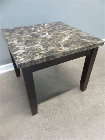 Faux Marble Top End Table