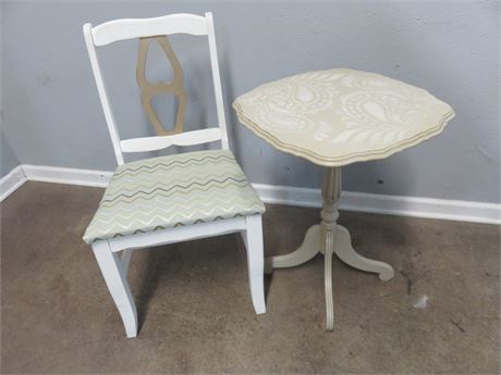 Hand-Painted Chair w/Accent Table