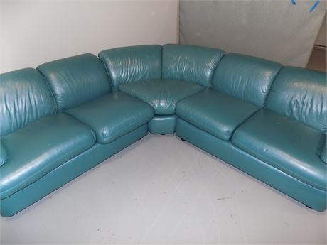 Leather Ecker Shane "Sea Foam" Sectional Sofa