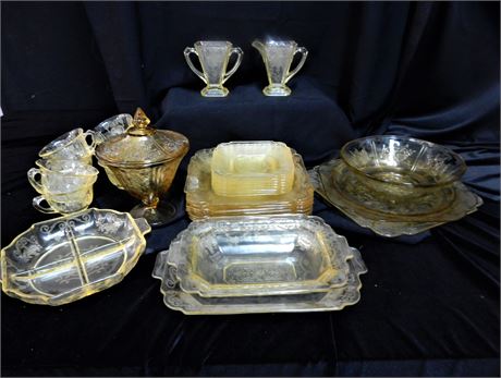 Collectible Vintage Yellow Depression Glass Lot