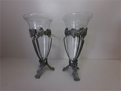 Metal and Glass Vases