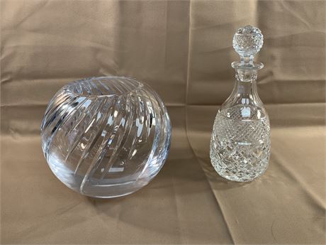 Crystal Glassware Decanter Mikasa Rose Bowl