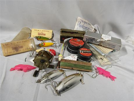 Vintage Fishing Tackle, Brass Reel, Wablers, Southbend "Spin-J-Diddee"