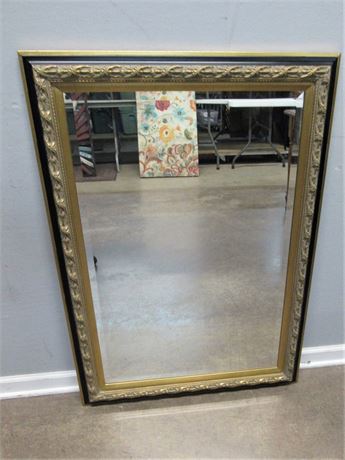Beveled Glass Mirror with Gold and Black Finished Frame