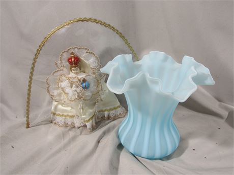 Vintage Fenton Glass Light Blue Vase