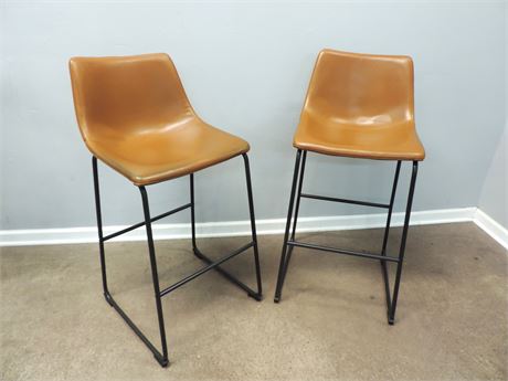 Pair of Faux Leather Counter / Bar Stools