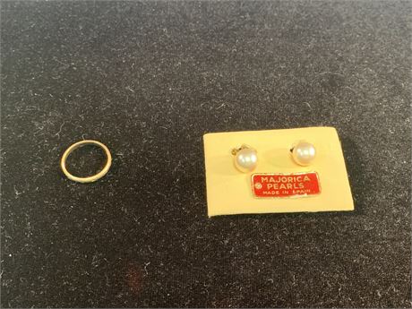 "MAJORICA PEARL" Earrings 14KT Ring