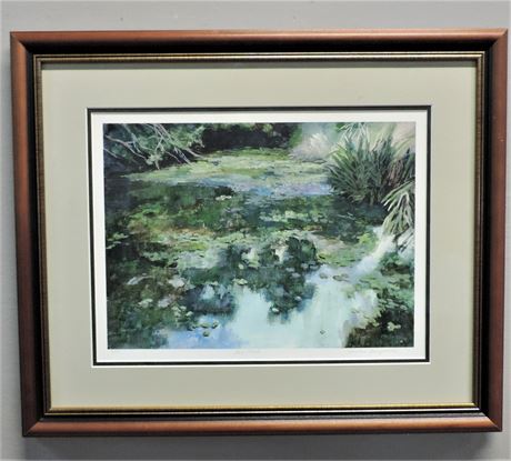 Original Signed SANDRA CIESZEWSKI Watercolor "Lily Pond' Authenticated (3/50)