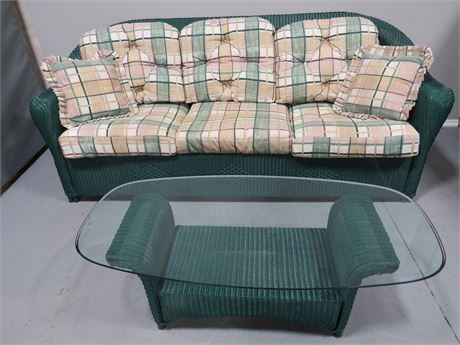 Synthetic Wicker Sofa & Coffee Table