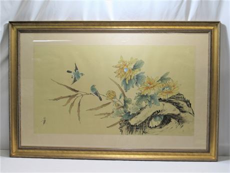 Framed Oriental/Asian Print on Silk