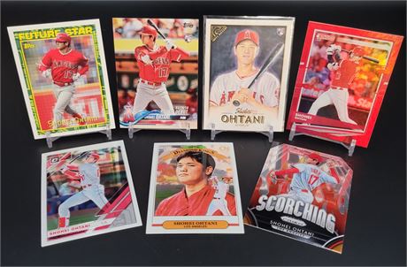 Shohei Ohtani Lot of 7 Baseball Cards with 2 Rookies Included Angels