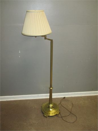 Vintage Large Gold Toned Stem Lamp and Shade