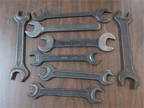 8 Vintage Open End Wrenches - Metric and SAE