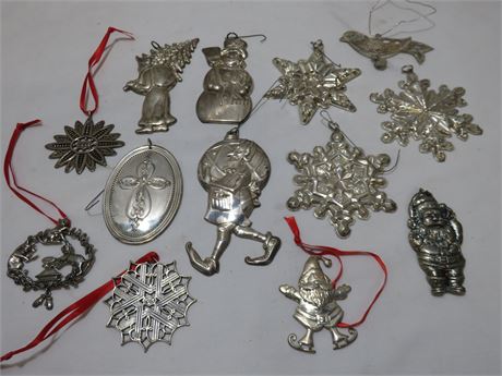 Vintage Sterling Silver Christmas Tree Ornaments