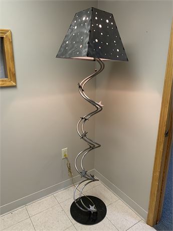 Hand Crafted Silver Steel Star Floor Lamp