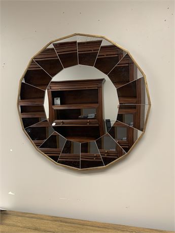 Round Faceted Multi Mirror with Mercury Glass Design