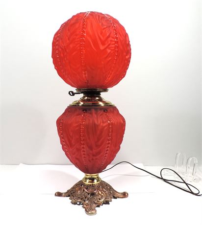 Red Satin Glass Beaded Lamp