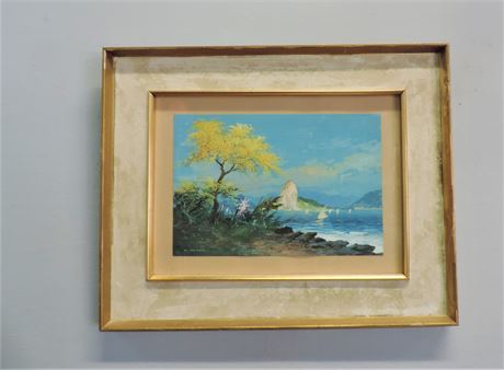 Signed Original Reinaldo Manzke Gouache Seascape Painting