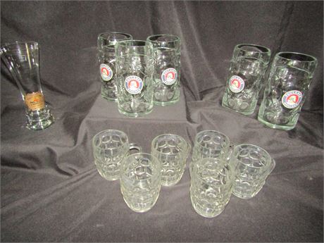 German Glass Beer Steins