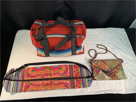 Woven Cloth Boho Styled Bags and Rug Duffle bag
