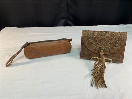 "PATRICIA NASH" Leather Collie Studded Tassel  Wallet & Wristlet