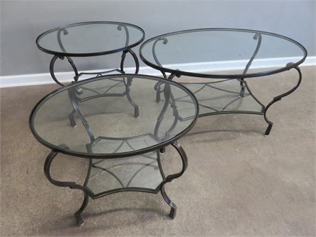 Wrought Iron Glass Top Table Set